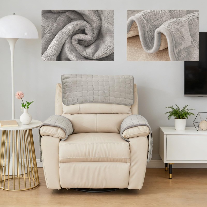 RAINPOP Sofa Armrest Cover with Side Pocket, Nonslip Armchair Cover