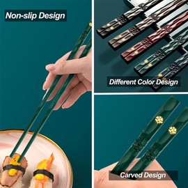 JEYORZY 5 Pairs Fiberglass Chopsticks, Reusable Japanese Chopsticks, Dishwasher Safe, Sushi Non-Slip Chopsticks Set