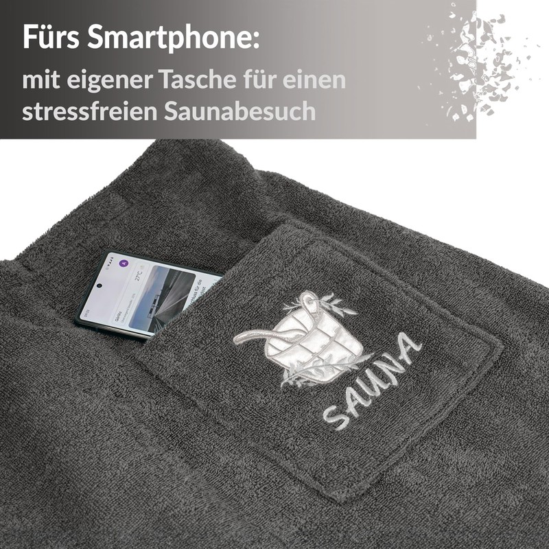 Lashuma Saunakilt Men's Grey Terry Cloth Lillby Sauna Towel with