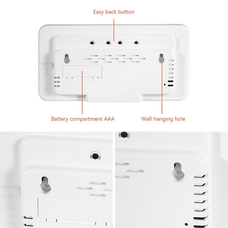 Hapihom LED Digital Wall Clock, 12/24H Table Clock With Adjustable