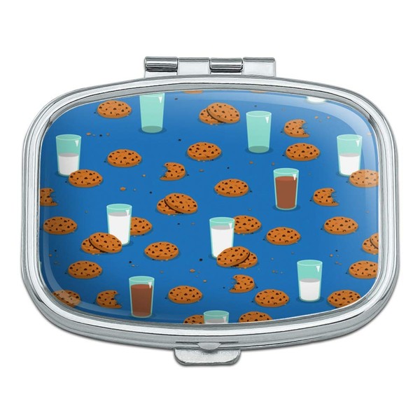 Chocolate Chip Cookies and Milk Pattern Rectangle Pill Case Trinket