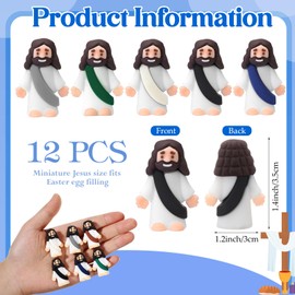 Bememo 12 Pcs Little Jesus Figure Original Rubber Pocket Toys to Hide and Seek March for Jesus Religious Party Favors Sunday School Baptism Gifts(Retro Color)