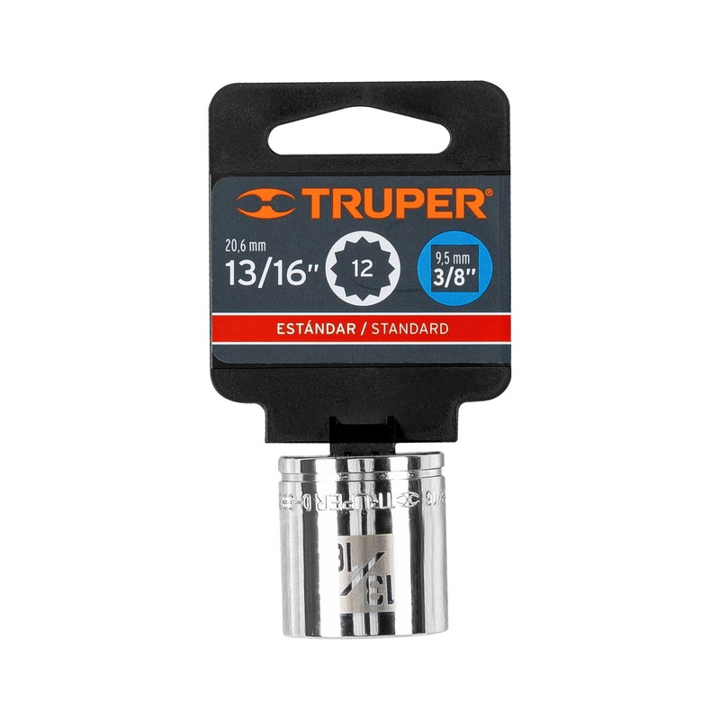 Truper D-3826, Dado de 12 puntas std, 13/16", cuadro 3/8"