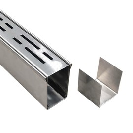 Pool Deck Drain 2-Inch Wide X 3.3-Feet Long,Silver Outdoor Deck Drainage System 304 Stainless Steel with Coupling,Channel Drain for Concrete/Paver/Patios/Walkways