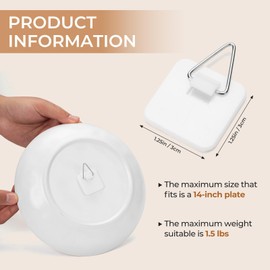 40 Pack Invisible Vertical Plate Holders, Adhesive Plastic Plate Hanger for The Wall, Wall Plate Hanger Display Holder Hanging Hooks for Decorative Plates and Wall Art