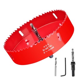 6Inch/152mm Hole Saw for Wood and Plastic,6"HSS Bi-Metal Hole Cutter for Wood,Cornhole Boards, Drywall, PVC Boards, Vent Pipes (6"|152mm)