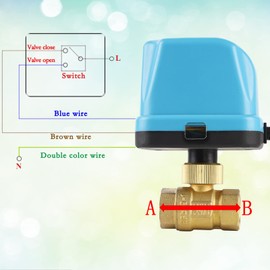 SWAWIS 2-Way Ball Valve Motor Ball Valve Zone Valve DN20 G3/4 Inch AC 230 V Motor Valve Electric Valve Brass Shut-Off Switch Ball Valve Two-Way Valve for Flow Control