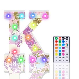 Light Up Letters, Glitter LED Marquee Letter Lights 18 Color Changing Diamond Light Up Alphabet Letter with Remote Control for Girls Gifts Birthday Bar Wedding Party Christmas Wall Table Decor - K
