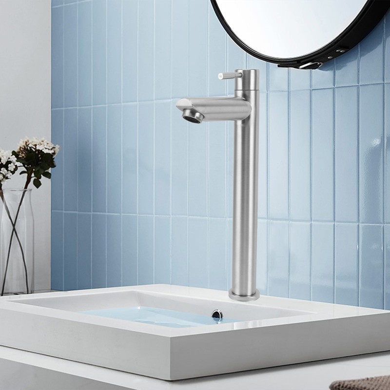 Single Cold Water Kitchen Faucet Stainless Steel Single Hole Bathroom