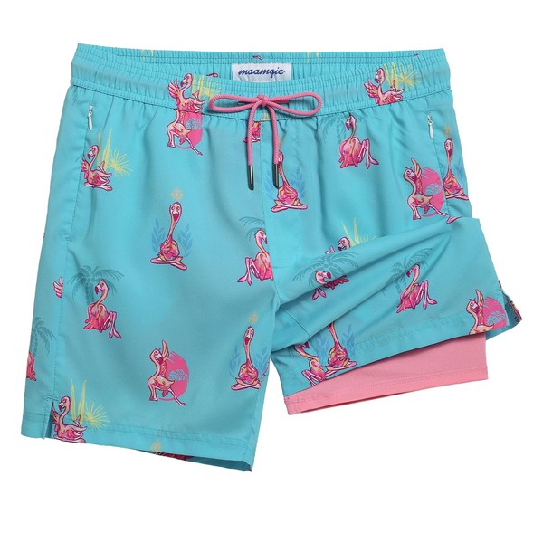 maamgic Mens Swim Trunks 7" Swim Shorts with Compression Liner