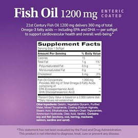 21St Century Fish Oil 1200 MG Enteric Coated Softgels, 90-Count by 21St Century