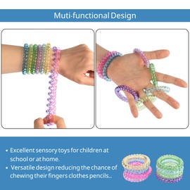 Sallurna Sensory Stretchy Chew Bracelets for Boys and Girls, 8 Packs Strechy Coli Fidget Bracelets for Autism Kids, ADHD, Or Special Needs