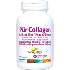 New Roots PUR Collagen Radiant Skin, Marine Sourced (Reduces Deep Wrinkles in 28 Days), 60 Capsules