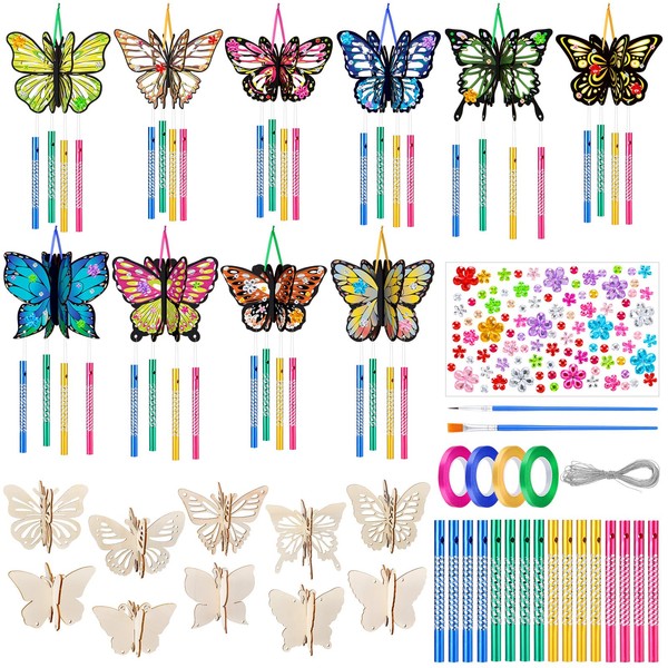 GlikCeil 128 Pcs Butterfly Wind Chime Making Kit Make Your