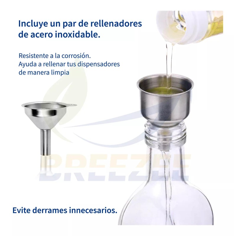 Breezee Market Set 2 Botella Dispensador Aceite Oliva Vinagre Cocina