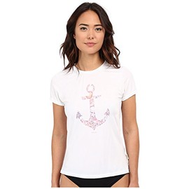 O'Neill Womens 2016 Graphic S/S Rashguard Wetsuit, White, X-Small
