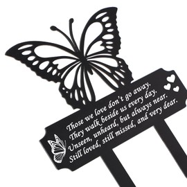 Cemetery Decorations for Grave Butterfly Memorial Grave Markers Plaque Stake Metal Memorial Sympathy Cemetery Garden Stake Decoration for Outdoors Yard (Small)