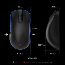 BenQ Zowie ZA13-DW 4K Wireless Mouse for Esports, ​Sports Science, 4K Enhanced Receiver, 65g, Symmetrical, Driverless, 3950 Sensor, 4K Polling Rate