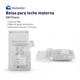 Bluelander 500 Bolsas para Leche Materna, Bolsas para Recoletar Leche Materna, Capacidad de Cada Bolsa 200 ml, Registro de tu Banco de Leche, Bolsas d