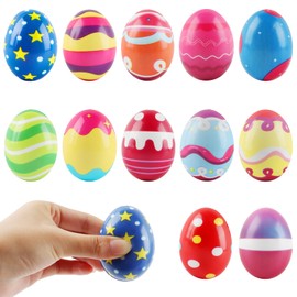 RosyFate Easter Eggs, Pack of 12 Anti-Stress Ball Egg, Squishy Ball Egg, Squeeze Toy, Stress Ball, Egg Toy, for Easter Baskets, Easter Decoration, Easter Theme Party Favour, Easter Eggs Hunting