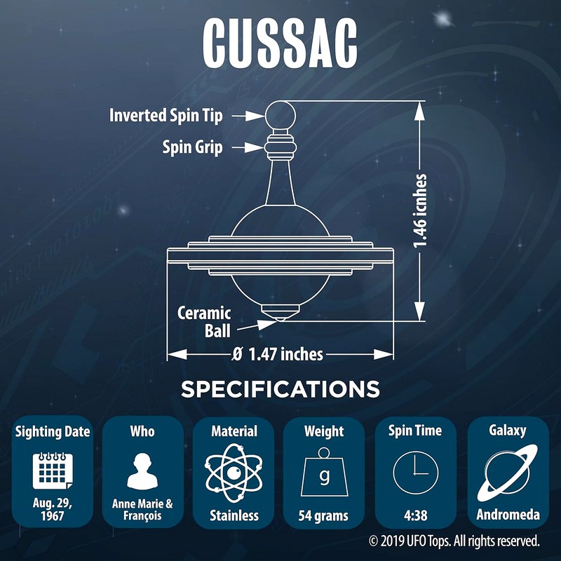 UFO TOps Cussac | Metal Spinning Top | Inspired by
