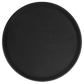 Thunder Group PLFT1600BK, 16-Inch Black Round Fiberglass Tray, Plastic Serving Bar Tray