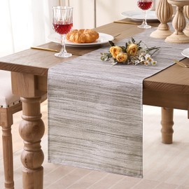 Table Runner Modern Grey Tablecloth Washable Linen Living Room Spring Place Mats Stripes Fine Decorative Cloth for Coffee Table, Christmas Parties, Weddings, Events, Dining Table Wedding 40 x 140 cm