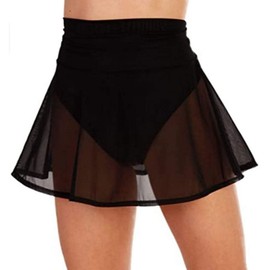 SHIBAOZI Women Girls Swim Cover Ups Swimsuit Cover-up Skirts Short Mesh Sheer See-Thru Bikini Coverups (L, Black)