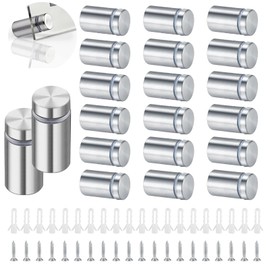 FISH DRAGATE Pack of 20 spacers, stainless steel, wall spacers, advertising screw, expansion nail, sign holder, glass spacers, for attaching advertising boards, picture frames (12 x 20 mm)