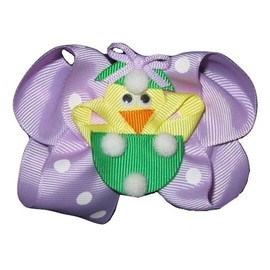 "Handmade" NEW "EASTER CHICK" Alligator Clips Girls Ribbon Hair Bows Spring Egg Hunt Party