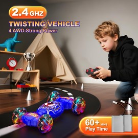 Remote Control Car, Gesture Sensing RC Stunt Car, 4WD Transform Off-Road Vehicle for 360° Rotation & Drift, 2.4GHz Hand Controlled Twister Cars, RC Cars Toys for Kids Boys Girls Birthday Gift Age 6-12
