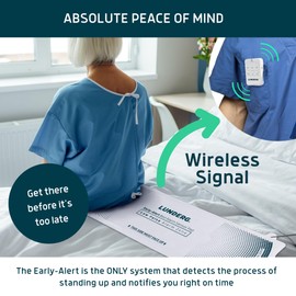 Lunderg Early Alert Bed Alarm for Elderly Adults - Wireless Sensor Pad & Pager - with Pre-Alert Smart Technology - Safety Bed Alarms and Fall Prevention for Elderly and Dementia Patients