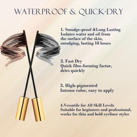 2PCS Waterproof Mascara Set in, Curling and Lengthening Skinny Wand Design, Smudge-Proof and Clump-Free Formula with Soft Brush, Long-Lasting and Gentle for Daily Eye Makeup(Black&Brown)