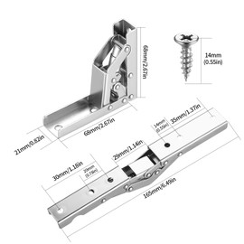 Pack of 4 Folding Hinges with Lock, Table Legs Foldable, 90 Degree Hinges Foldable, Support Bracket Folding Console for Table Bed Wooden Beds Cabinet Hinge Folding Table Hinge (Silver-B)