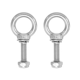 PATIKIL Lifting Shoulder Eye Bolts, M10x40 304 Stainless Steel Male Thread with Hex Screw Nut Gasket Flat Washer for Hanging Securing Chain Wire Rope, 2 Sets