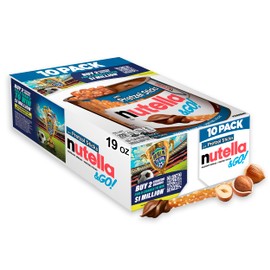 Nutella & GO! Chocolate Hazelnut Spread with Cocoa + Pretzel Sticks, 10 Snack Packs, 1.9 oz Each