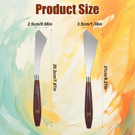 MBAIYO 4 Pcs Painting Knife Set,Palette Knife No.19 + Pallet Knives No.20 Stainless Steel Art Spatula with Wood Handle Scraper for Oil Canvas Acrylic Sculpting Mixing Texturing