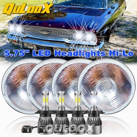 QULOOX For Ford Galaxie 500 1962-1974 4pcs 5.75" 5-3/" Round LED Headlights Upgrade DRL