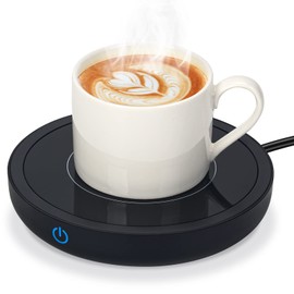 Cup Warmer, Drink Warmer with Electric Warming Plate up to 80°C for Desk, Coffee Cup Warmer with 3 Temperature Settings for Heating Coffee, Tea, Milk, Cocoa (Black)