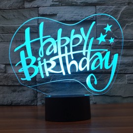 SUPERHONGJIHAO Nachtlicht 3D-Happy Birthday LED Lampe mit Fernbedienung 16 Farbwechsel Weihnachts Geburtstagsgeschenk für Kinder