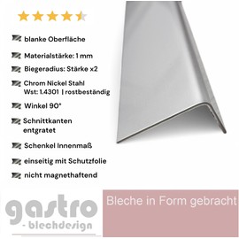 Stainless Steel Angle Blank Edge Protection Profile Angle Profile Corner Protection Edge Plate Side 45 x 25 mm Length 1500 mm Corner Angle Metal Angle Iron Corner Protection Profile Angle Plate Angle