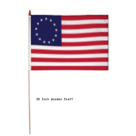 AES 12x18 12"x18" Betsy Ross Historical Stick Flag 30" Wooden Staff