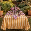 Tudomro 1 Pcs Ruffle Edge Striped Tablecloth, 84'' x 60''