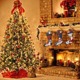 Attraction Design Rustic Christmas Metal Hanging Sign Wall Art 12.5 x 8 Inch Primitive Christmas Stocking Decoration Metal Wall Decorative Sign Merry Christmas