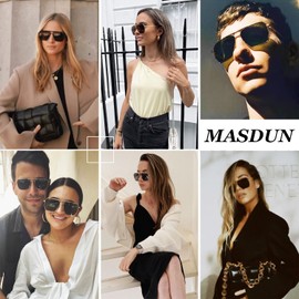 MASDUN Retro Oversized Square Polarized Sunglasses for Women Men Vintage Shades UV400 Classic Metal Sun Glasses (gold-grey)