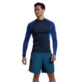 Mountain Warehouse Cove Mens Recycled Long Sleeve Rash Vest - Lightweight & Quick Dry Swimshirt with UPF 50+ - Summer Beach, Swimming, Pool, Diving & Water Sports Navy 3XL