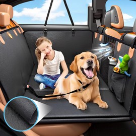 Dog Car Seat Cover for Back Seat with Hard Bottom Holds 400 lbs Dog Hammock for Car,Back Seat Extender for Dogs, Anti Scratch, Safer, Easy to Use and Clean,100% Waterproof for Car, SUV, Truck