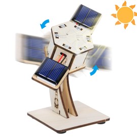 Solar Wooden 3D Puzzle, Craft Kit, Elementary School Students, Rotating Satellite DIY Assembly, 3D Building Toys, Educational Toy, STEM Educational Science and Craft Model Kit, 8-12 Years Old Boys and