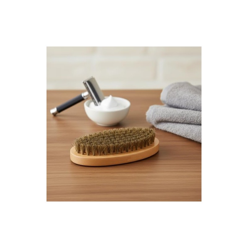 Cepillo Para Barba De 11cm,Cerdas De Jabalí De Bigote Para