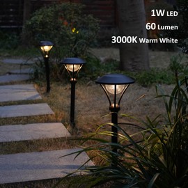 GOODSMANN Pathway Light 1W LED Outdoor Low Voltage Landscape Lighting 60 Lumen Hardwired Path Light 12V AC 3000K Warm White Sidewalk Walkway Light with Connector and Metal Stake for Patio Lawn